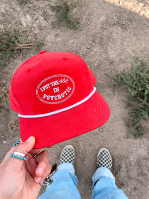 Hot But A Psycho Trucker Hat (RED)