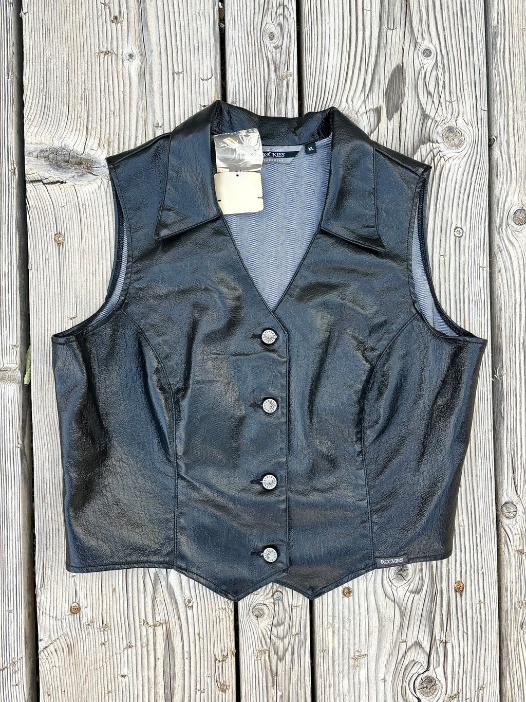 Vintage Rockies Pleather Vest (XL)