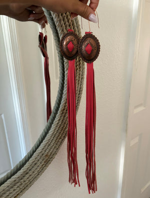 Leather Fringe & Conchos Earrings