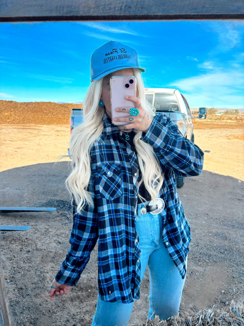 Blue Collar Babe Pearl Snap Flannel (L/XL)