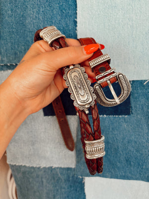 Buckskin Braid & Concho Belt (XS)