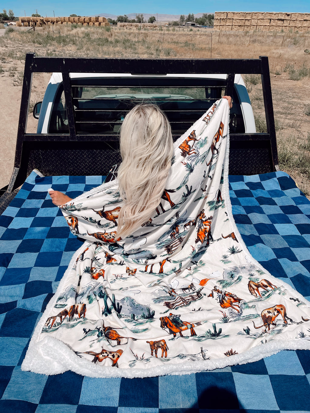 Ranch Hand Colored Sherpa Throw Blanket