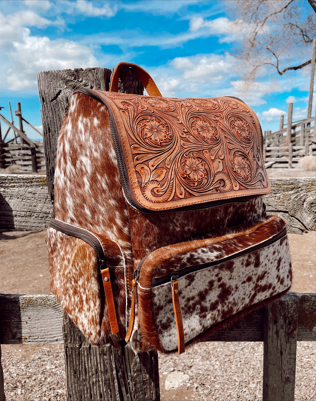 Tooled Leather Western Weekender