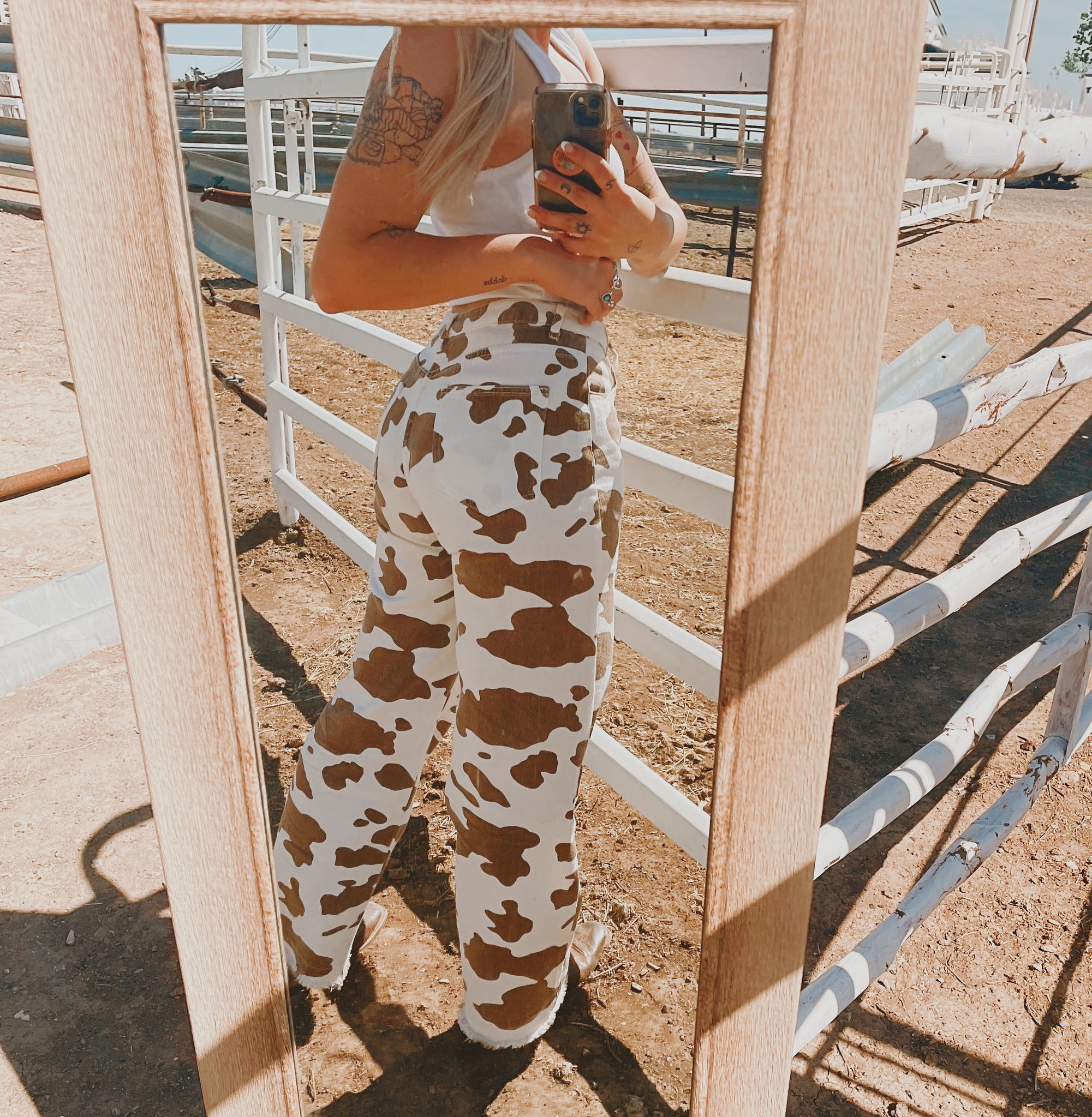 Cow Print Couture Wide Leg Jeans (
